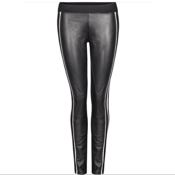 Dex Pants - Leather Varsity Striped Jogger Skinny Track Dex